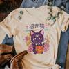Moon Cat Tshirt Women Anime Harajuku Manga T-shirts Female Comic Graphic Japanese Clothes