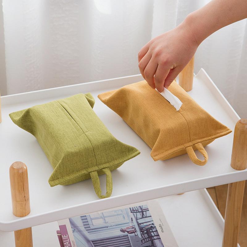 Paper Towel Cover Hanging Rope Fabric Paper Towel Box Ins Style Living Room Home Desktop Car Drawer Paper Bag Hanging Type