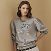 MAXZA Pearl Ribbon Beads Puff Sleeve Sweatshirt