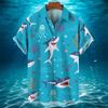 3D Animal Shark Print Hawaiian Shirt Men's Summer Casual Shirt Fashion Short Sleeved Sea World Loose Street Blouse Clothes
