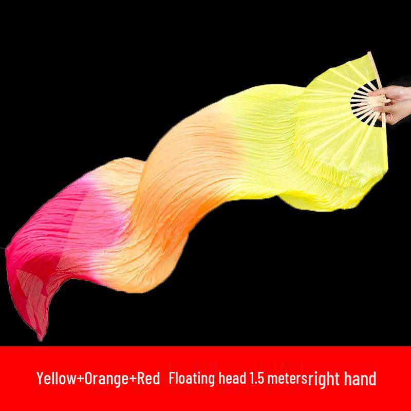

Двусторонний длинный шелковый танцевальный веер со стримером для выступлений в стиле янгко и на площади