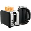 Simple Polished Toaster and Kettle Set - Black