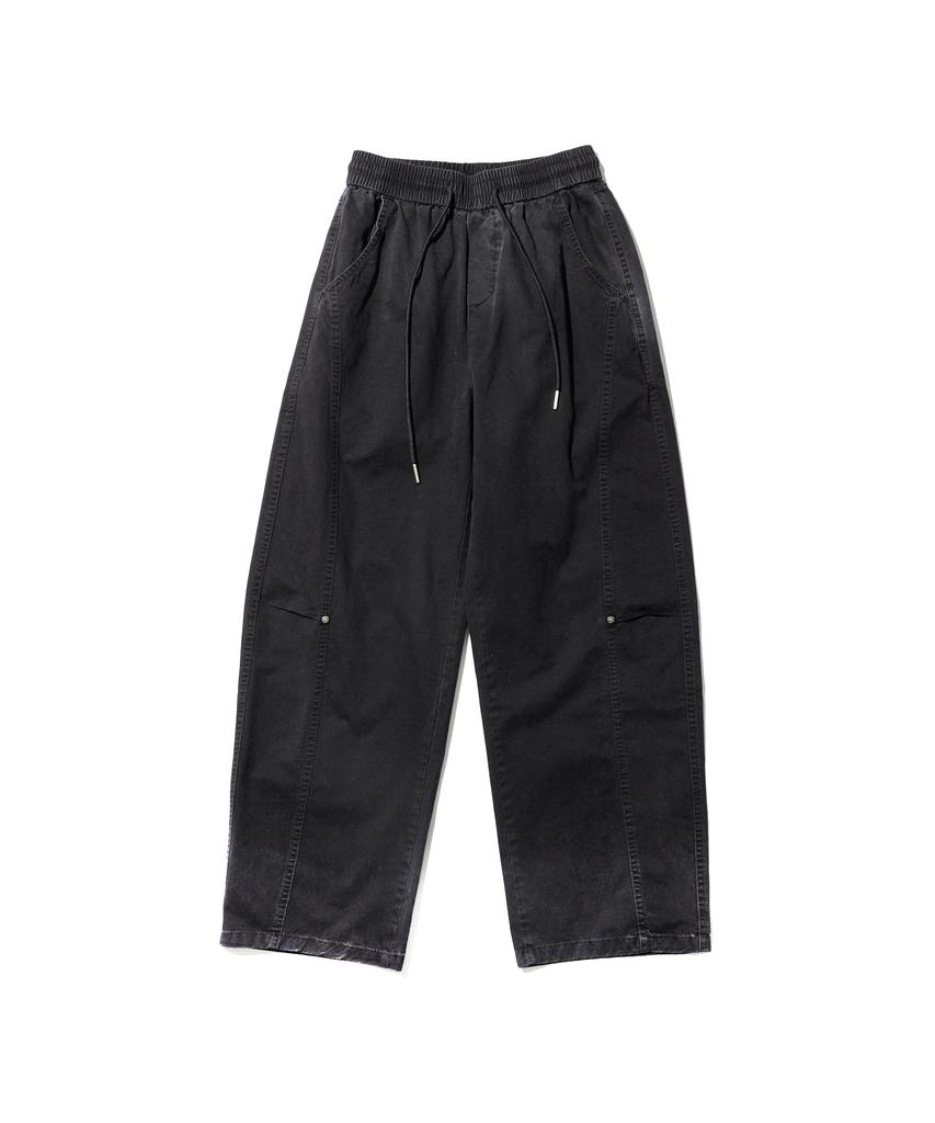 CREAM SODA LAB Pigment Cut-Out Rivet Cotton Elastic Waist Pants Black