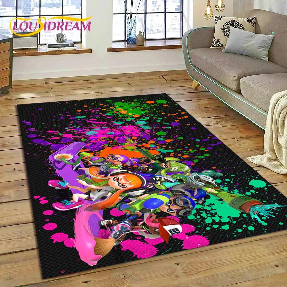 Splatoon3 PC hráč Kreslená hra Koberec do ložnice Obývací pokoj Dekorace domácí pohovky,Hra pro děti Velká dekorační rohož na podlahu Dárek