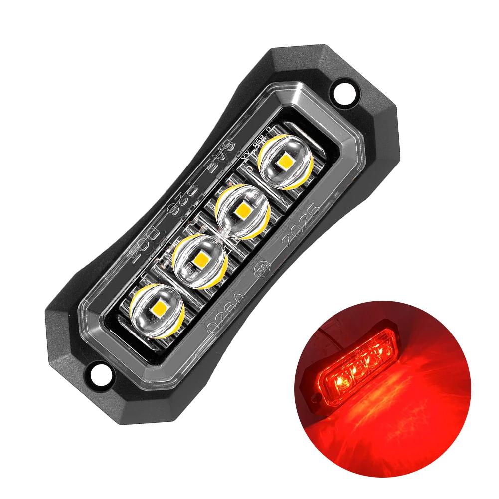 12v/24v Trailer Truck Side Marker Lights 2/4/6 LED Truck Grill Lights Position Lights Sealed Smoked Red LED Lights For Trucks