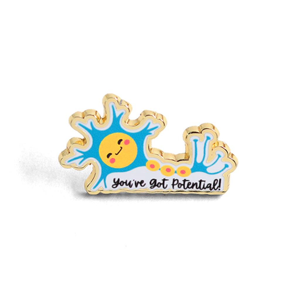 Potential Badge: Cute Neuron Emoji Enamel Brooch – Biologist Gift