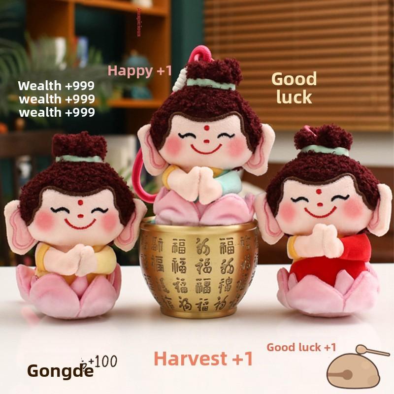 Buddha Small Companion Lotus Plush Keychain With Prosperity And Lucky Symbols For Meditation Gifts