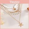 Flerradigt stjärnformat halsband med snäckelement, inspirerat av havet, för sommarbruk