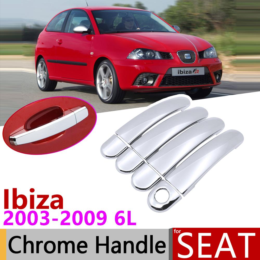 

для сиденья Ibiza MK3 6L 2003 ~ 2009 Хром Наружная дверная ручка Крышка Автомобильные аксессуары Наклейки Набор отделки 2004 2005 2006 2007