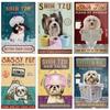 Pet Dog Metal Tin Sign Shih Tzu BathSoap Wash Your Paws Printed Poster Bathroom Toilet Living Room Home Art Wall Decor