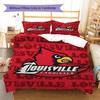 Louisville Cardinals Logo Pattern Bedding Set Quilt Cover Pillowcase Home Decor Gift (1 * Duvet Cover + 2 * Pillowcase, Without Core)