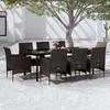 VidaXL Garden Dining Set with Cushions, 9 Pcs, Black.