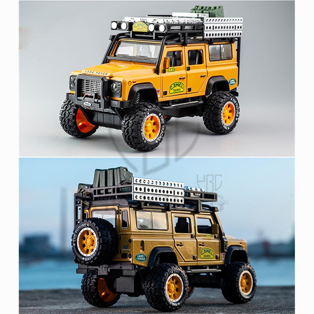 1:28 Scale Trophy Defender Hračky z tlakově lité slitiny Modely aut, Kovová autíčka s funkcí stahování Sbírky světel a zvuků Dárky