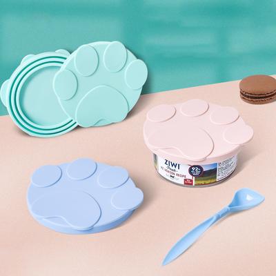 Coperchio portatile in silicone per cani e gatti, coperchio in scatola 2 in 1, cucchiaio, coperchio per alimenti per animali domestici, coperchi per conservazione fresca, ciotola, accessori per cani