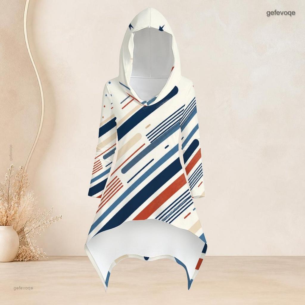 Women Plus Size Hooded Long Sleeve Printed High Low Top And Fitted Pants Two Piece Set