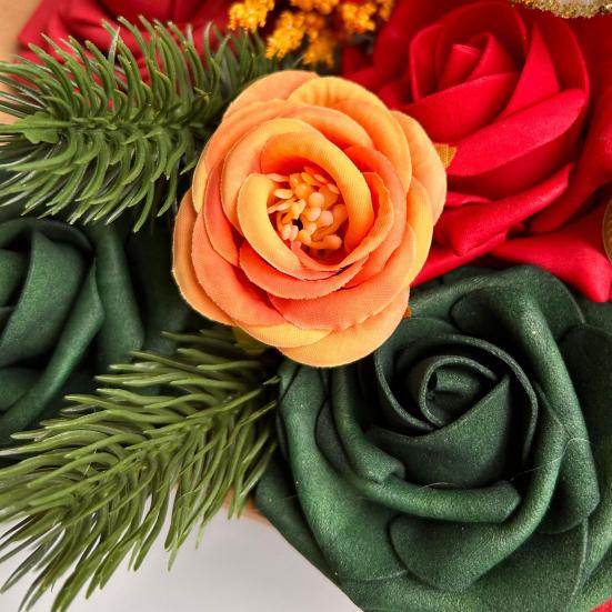 Christmas Artificial Flower Gift Box Realistic Fake Rose Flower Red