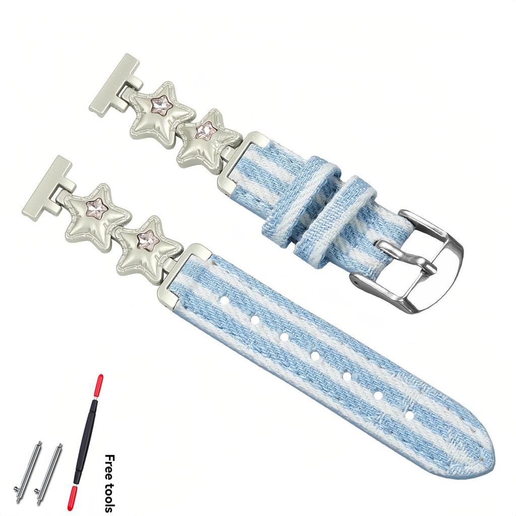 14mm Lily2 Strap for Garmin Lily 2 Smartwatch Fashion Star Nylon Quick Release Watch Strap Women Watch Denim Canvas Wristband