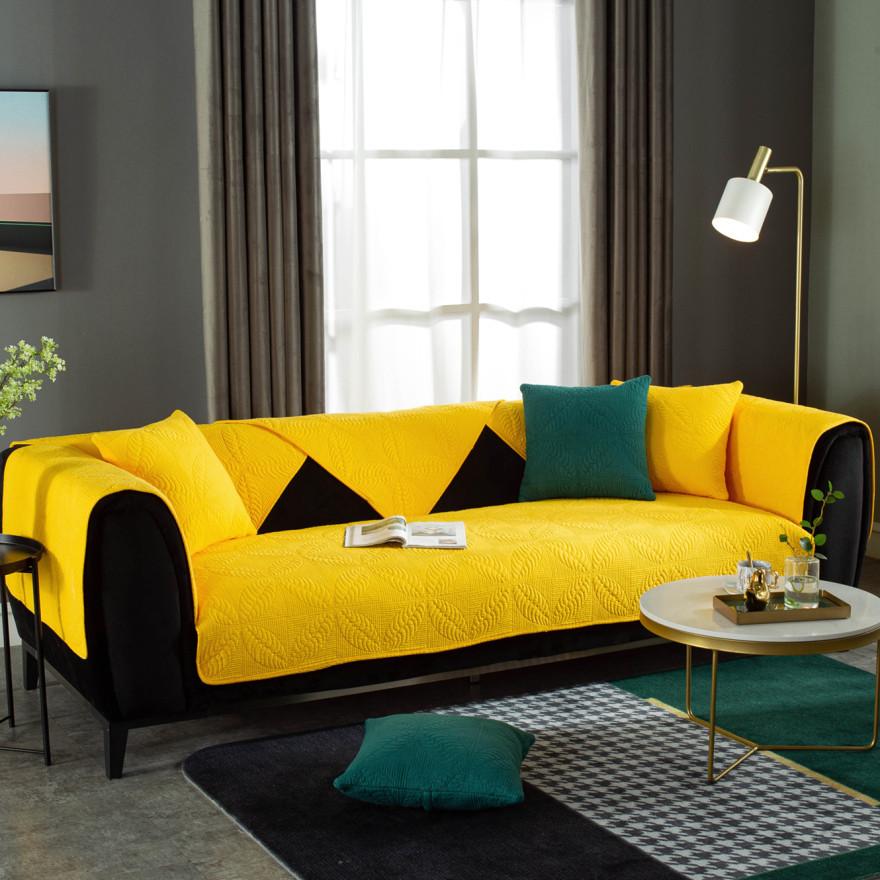 New Sijitong Fabric Cotton Quilted Embroidered Sofa Cushion Chinese Simple Double-sided Leather Sofa Cushion Towel