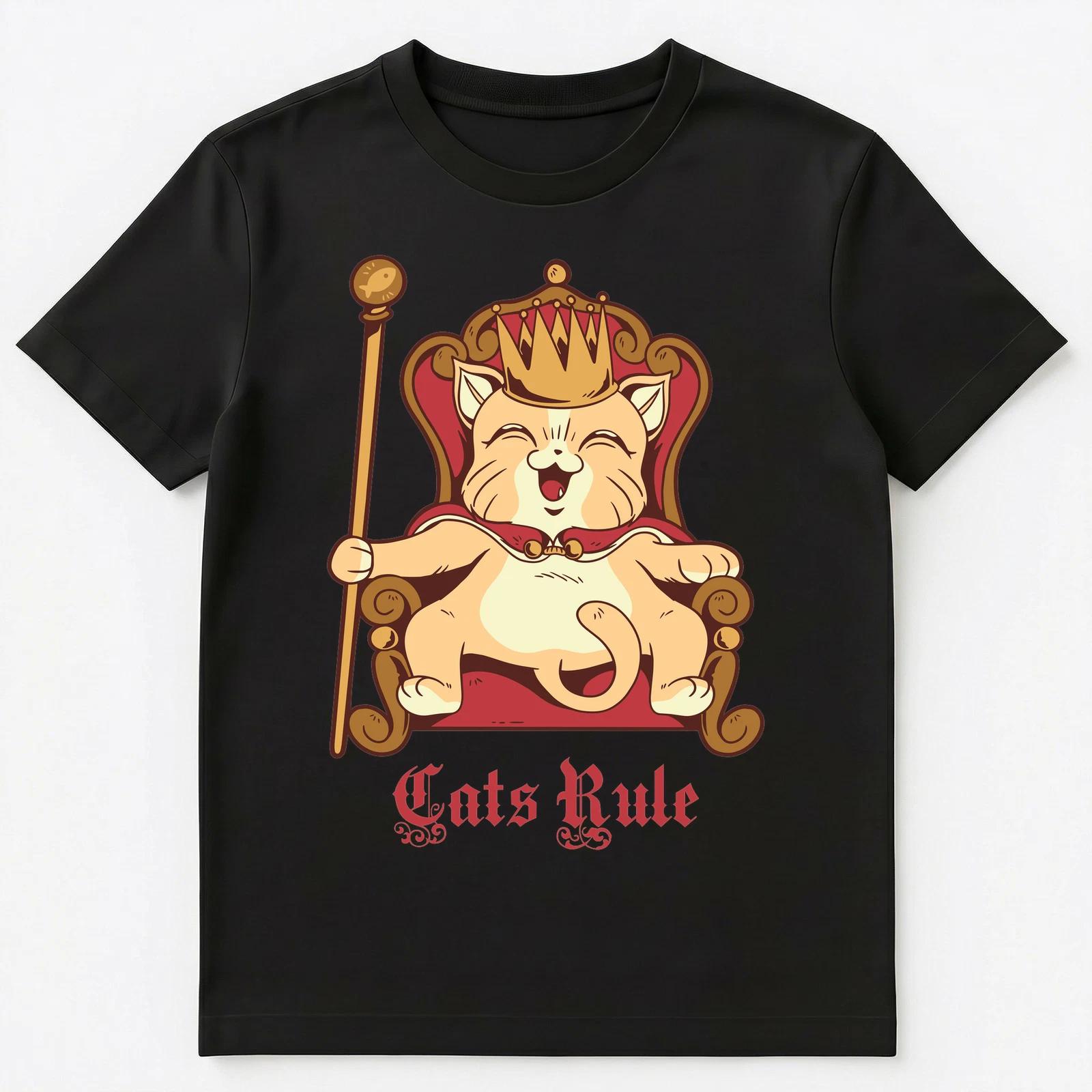 Cats Rule The World Cat King Or Queen Funny Cat Unisex T-Shirt L