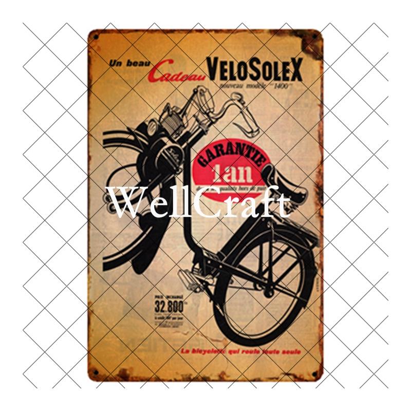 WellCraft Cartelli in Latta per Biciclette Velosolex Targhe Murali Retro per Bici Decorazione Pub WX