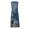 Women's Summer Fashion  Print V-Neck Sleeveless Waist Tie Dress