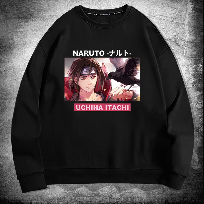 Naruto crew neck sweater men s spring and autumn anime Uchiba ferret teen student loose hoodie jacket 155XXS