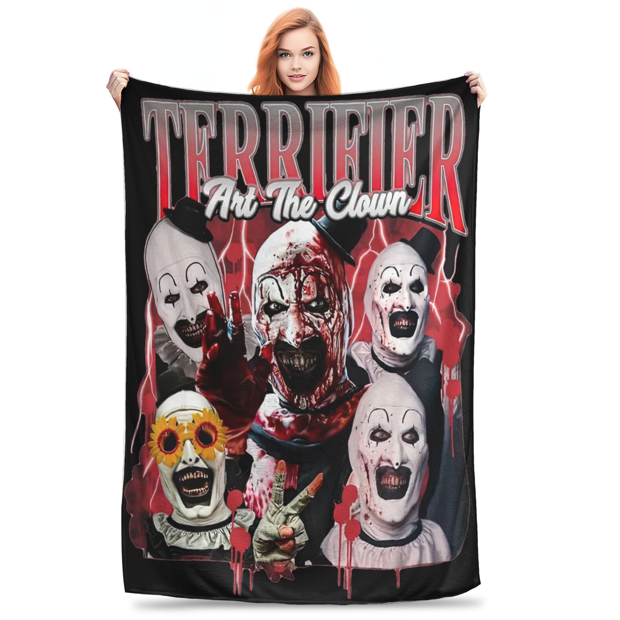 

Террифаер Арт Клоун Бутлег Подарочное Одеяло Для Мужчин Женщин Уютные Пушистые Пледы для Гостиной 50x60 Дюймов Разных Размеров 30x40in