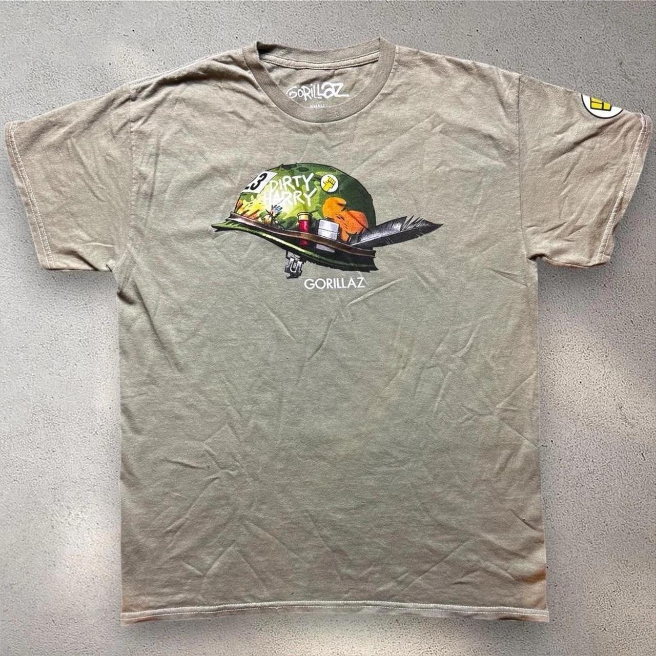 Gorillaz Dirty Harry Tee Small Olive Graphic Band Shirt Unisex Y2K S