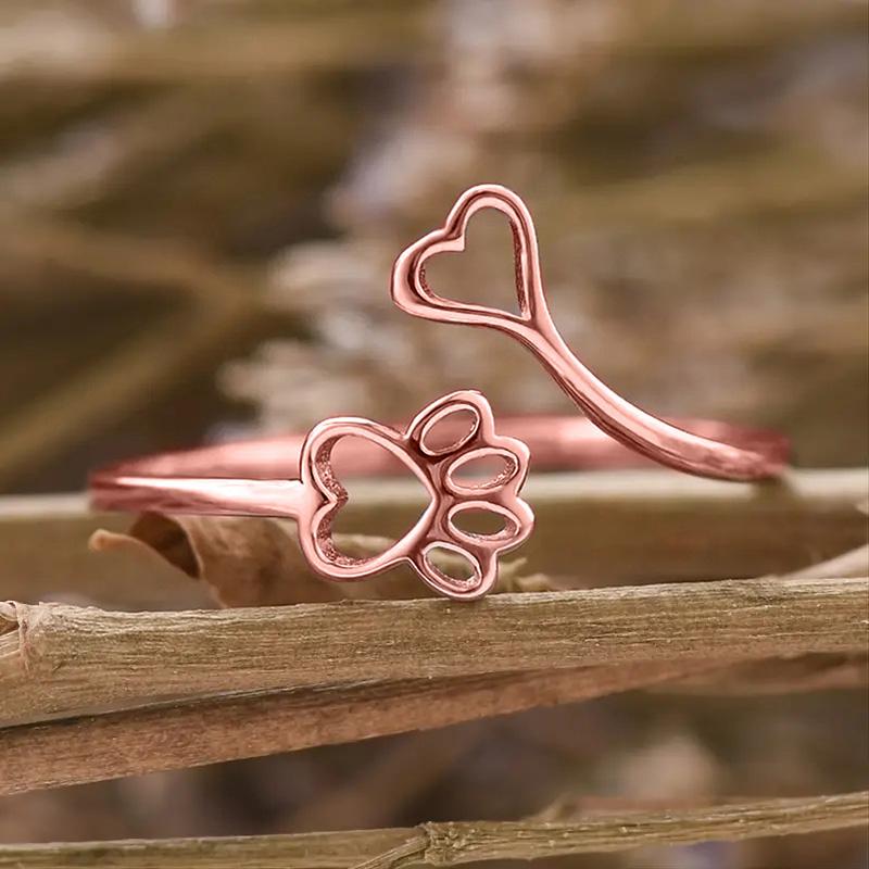 Dogs Cats Footprints Women Rings Simple Stylish Girls Finger-ring Birthday Gift Everyday Cute Accessories Fashion Jewelry