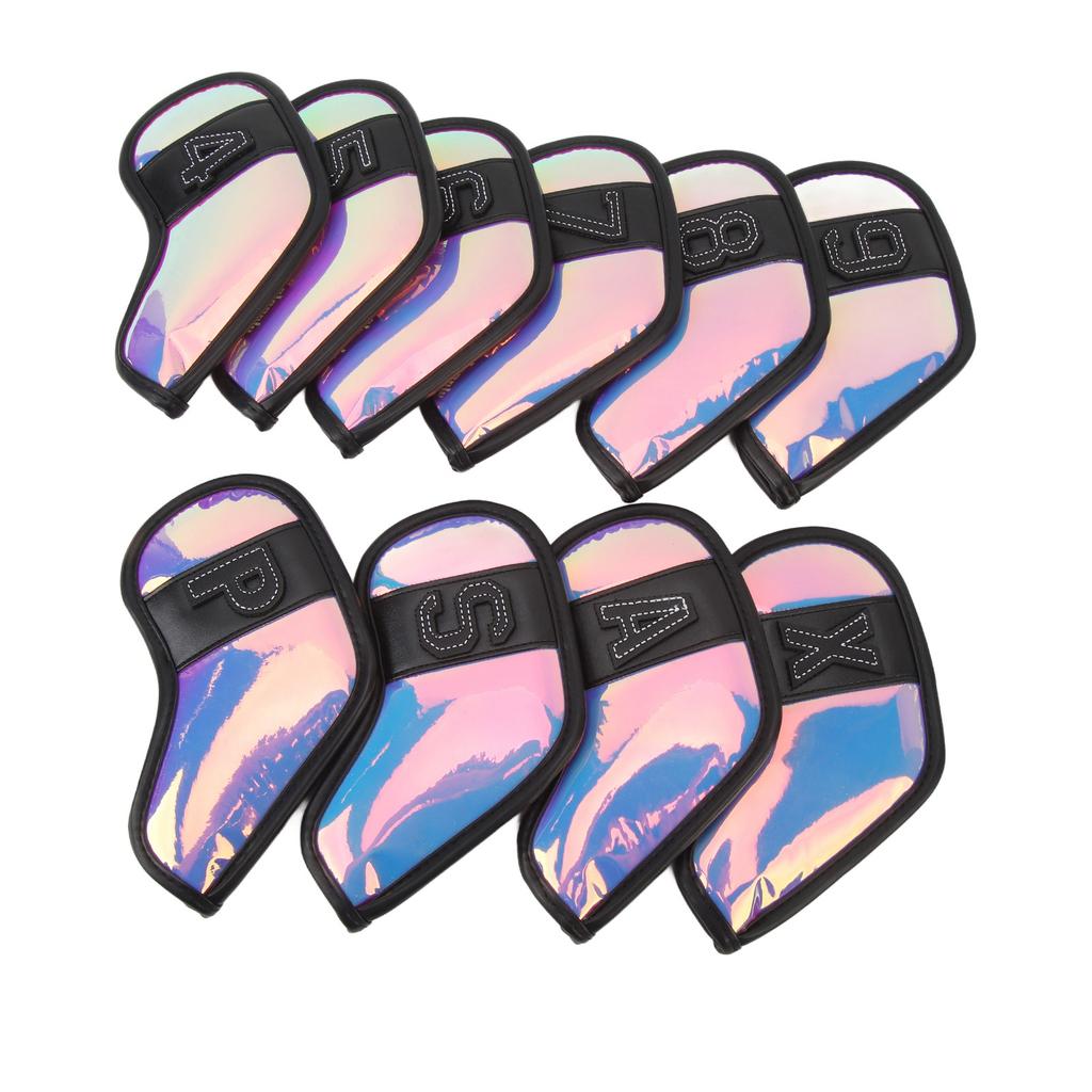 10 PCS Golf Club Head Covers PU Fabric Surface Stylish Impact Proof Scratch Proof Golf Iron Covers