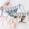 Checkered Lace Up Panties Lace Low Waist Triangle Women's Panties