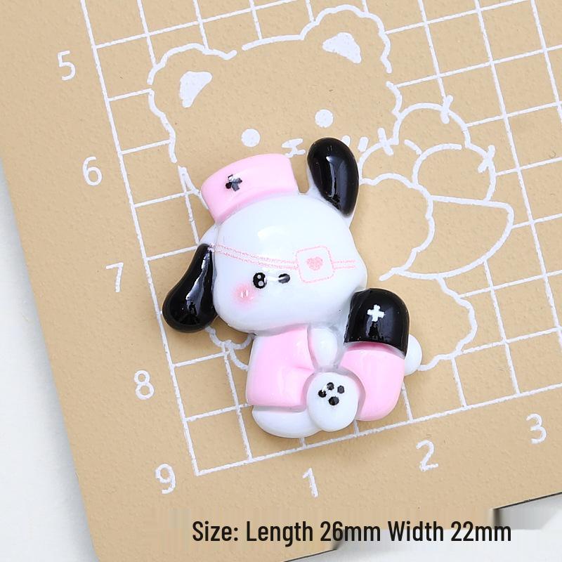 Cartoon White Dog Shoe Buckle & Hair Clip Resin Accessories for DIY Ornaments