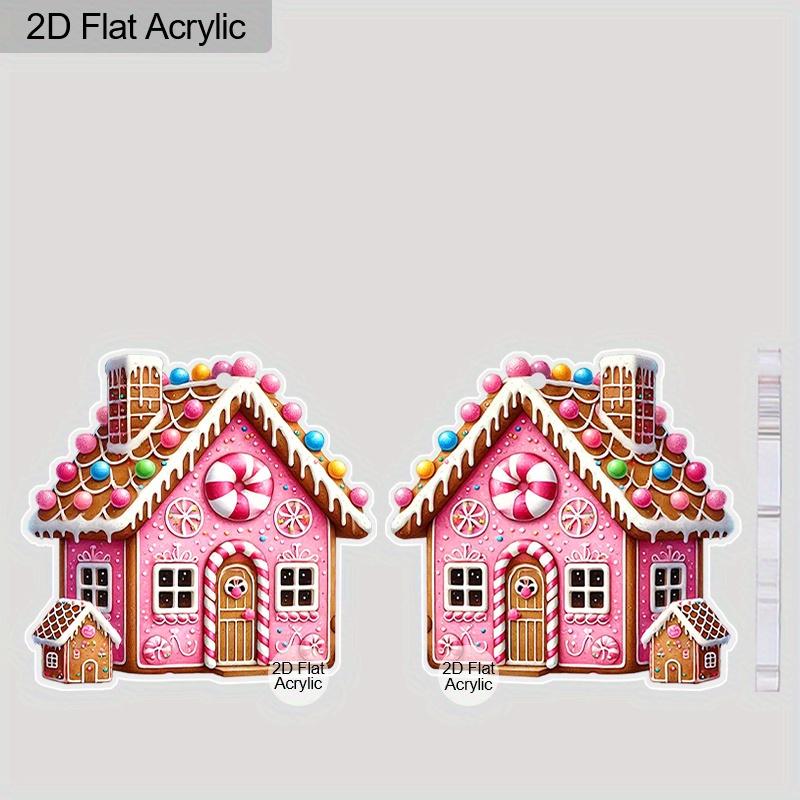 2D Flache Rosa Lebkuchenhaus Hängeohrringe, Leichtes Acrylmaterial, Ideale Wahl für Partygeschenke und Schmuckgeschenke.