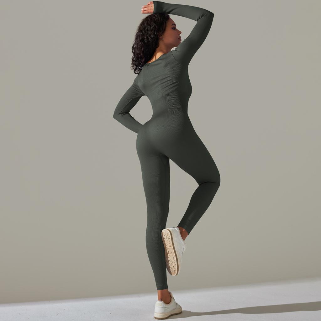 New Seamless Thread Knitted Yoga Suit, Long Pants Jumpsuit, Breathable Quick Drying Running And Fitness Jumpsuit For Women