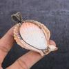 Orange Sea Shell Gemstone Handmade Copper Wire Wrap Jewelry Pendant 3.07" K9h25