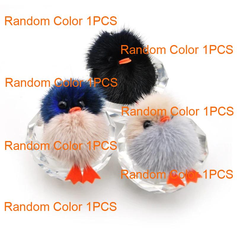 

Genuine Mink Fur Chicks Keychain Women Cute Duck Doll Key Ring Chain Pompom Keyring Female Trinket Toy Bag Charms Car Key Holder