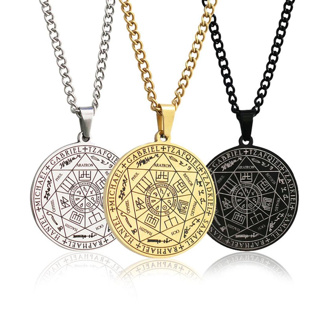 Vintage náhrdelníky z nehrdzavejúcej ocele Náhrdelníky s príveskom Sedem archanjelov Amuletový prívesok Amuletový náhrdelník Darček Unisex