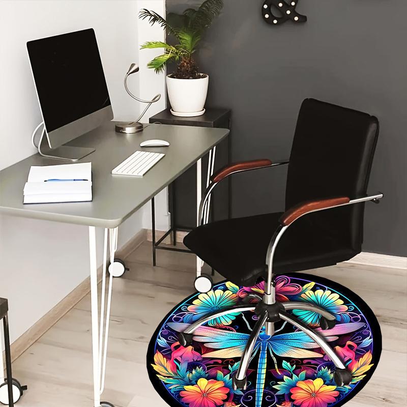

1pc Office Carpet Chair Mats Colorful Dragonfly Floral Mandala Perfect for Decorating Office Chairs, Living Rooms, Or Bedrooms.YDT134 80cm by 80cm