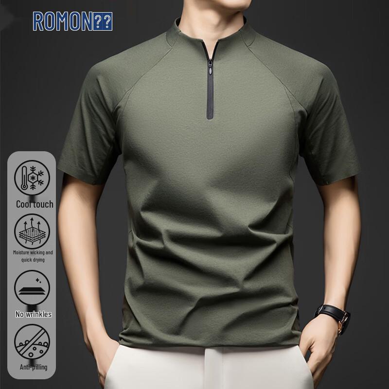 

ROMON Men s Cooling Ice Silk Short Sleeve Polo Shirt 2XL