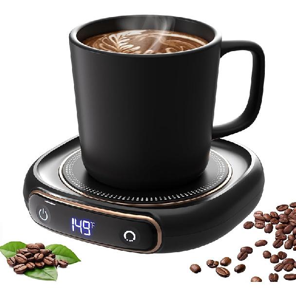 Lerat Coffee Mug Warmer & Mug Set for Desk, Electric Coffee Cup Warmer with Auto Shut Off, 3 Temperature Setting Smart Cup Warmer for Heating Coffee, Light Black
