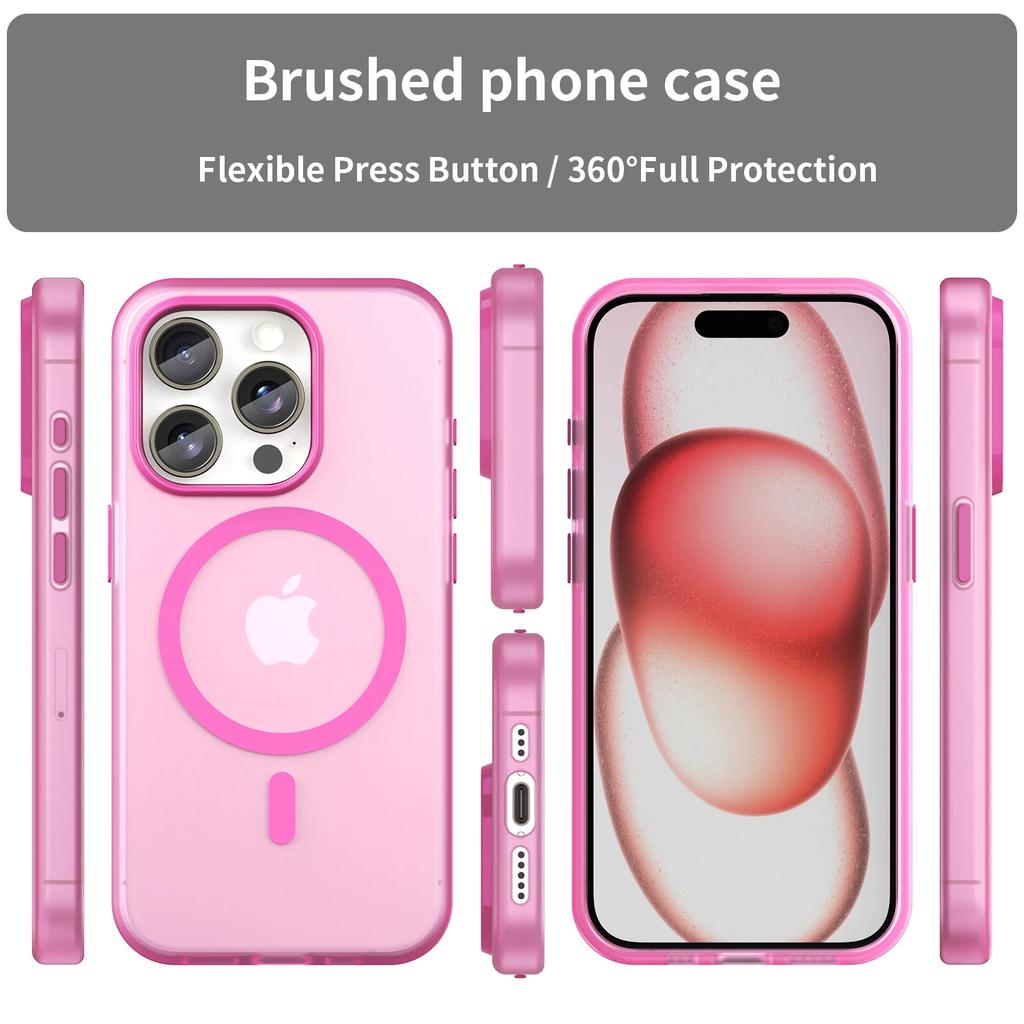Luxury Magnetic Wireless Charge For Magsafe Case For 16E 16 15 14 13 12 11 Pro Max Plus Shockproof Matte TPU Bumper Cover