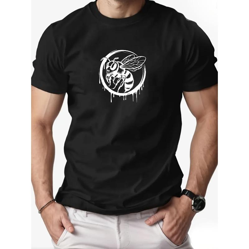 European sizes Men S Wasp Pattern Summer Casual Short-Sleeve T-Shirt S чёрный