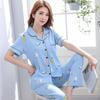 Summer cotton pajamas women's short-sleeved trousers middle-aged women's plus-size cardigan set thin loungewear
