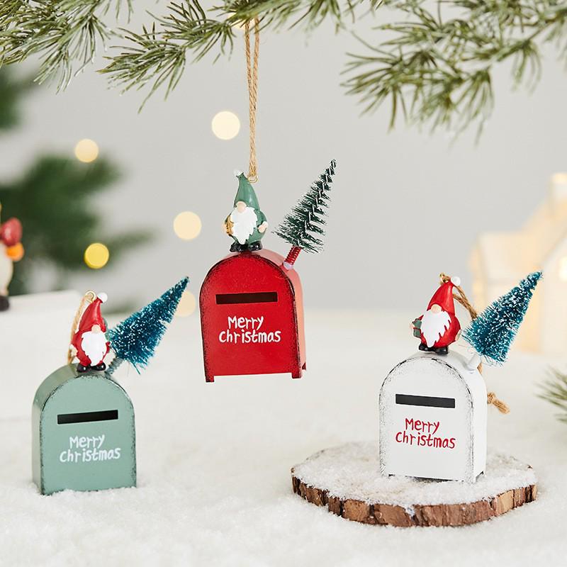 Christmas Festival Wrought Iron Tree Ornaments: Santa Claus & Reindeer Hanging Decor