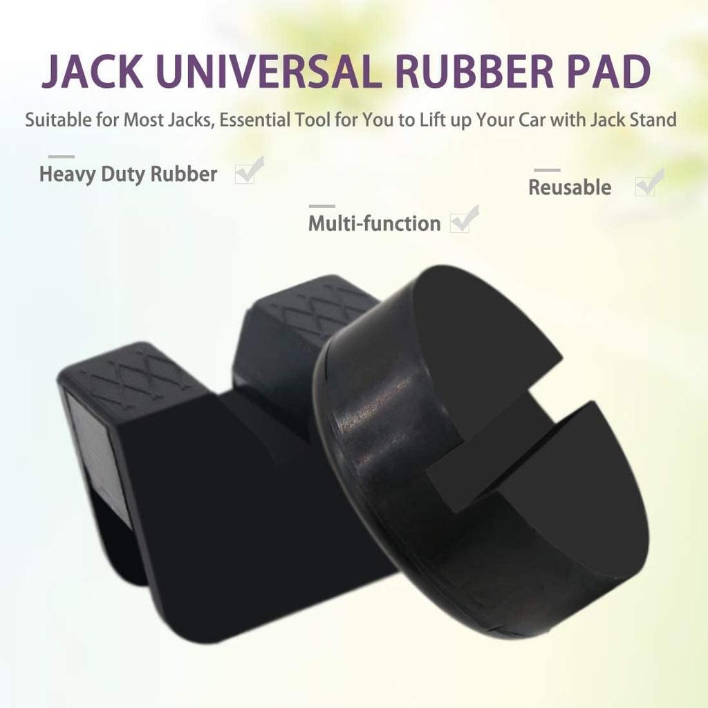 2 Types Jack Stand Pads Adapter 4 Ton Universal Rubber Slotted Frame Rail Pinch Welds Protector For Jack Stand (Black)