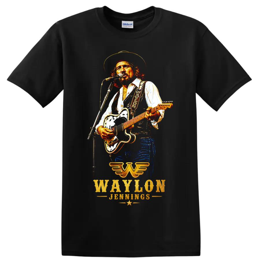T-shirt Waylon Jennings Cantante Country Chitarra Concerto Western Outlaw Musica Maglietta