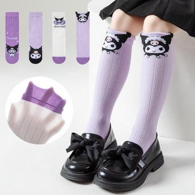 Kuromi Cartoon Mesh Mid-Kalf Sokken voor Meisjes - Zomer Zweetabsorberend Katoen