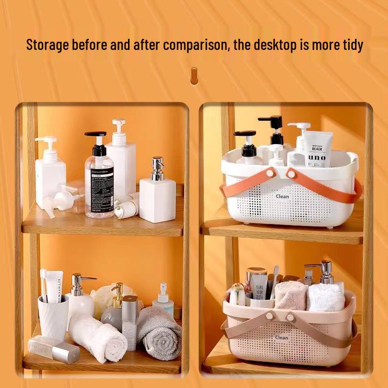 Portable Shower Caddy for Dorms: Toiletries Storage Basket with Draining Design