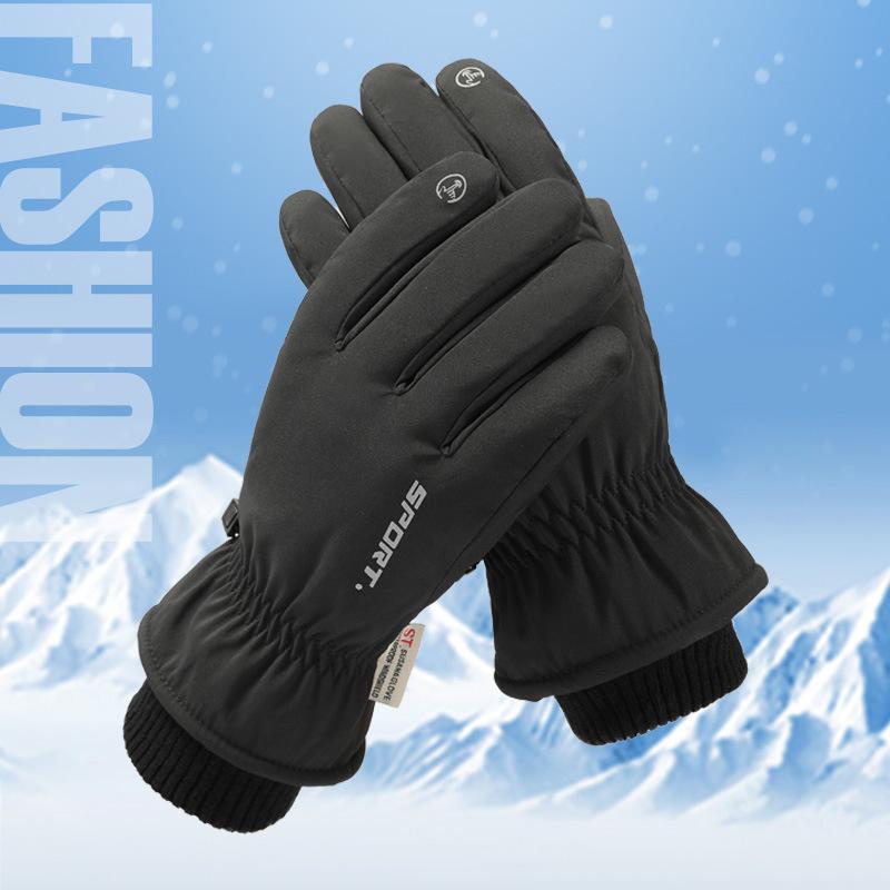 Ski Gloves for Men and Women Outdoor Cycling Waterproof Cold proof Plus Velvet Thickened Touch Screen Warm Cycling Gloves