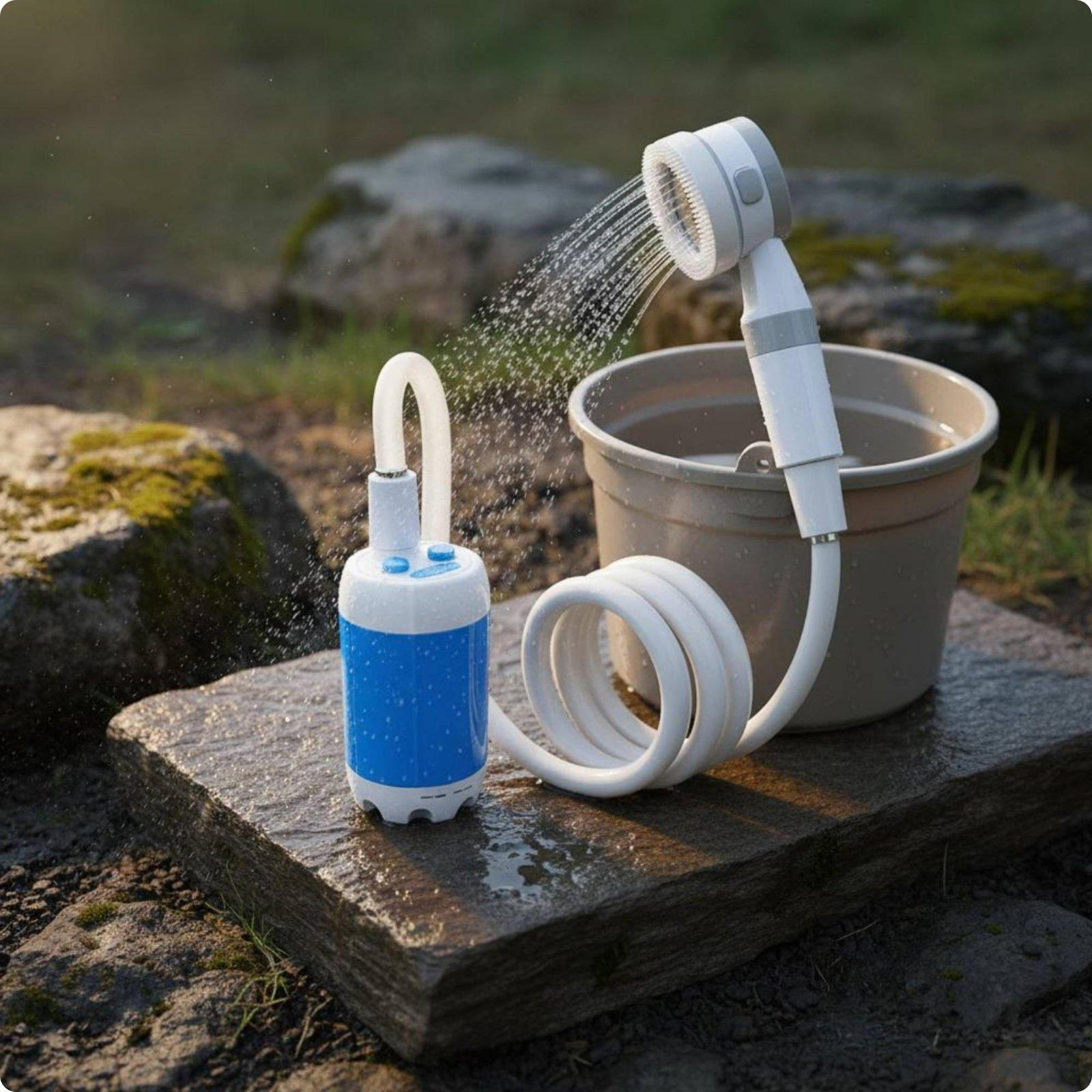 Shower Pump Portable Power Mobile Water Outlet Easy to Install Personal Care for Campers, Students,